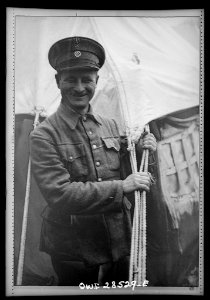 Teheran, Iran. A Polish refugee who is a guard at an evacuee camp operated by the Red Cross. He had worked in Chicago, Illinois, but returned in 1934 to Poland8d29642v