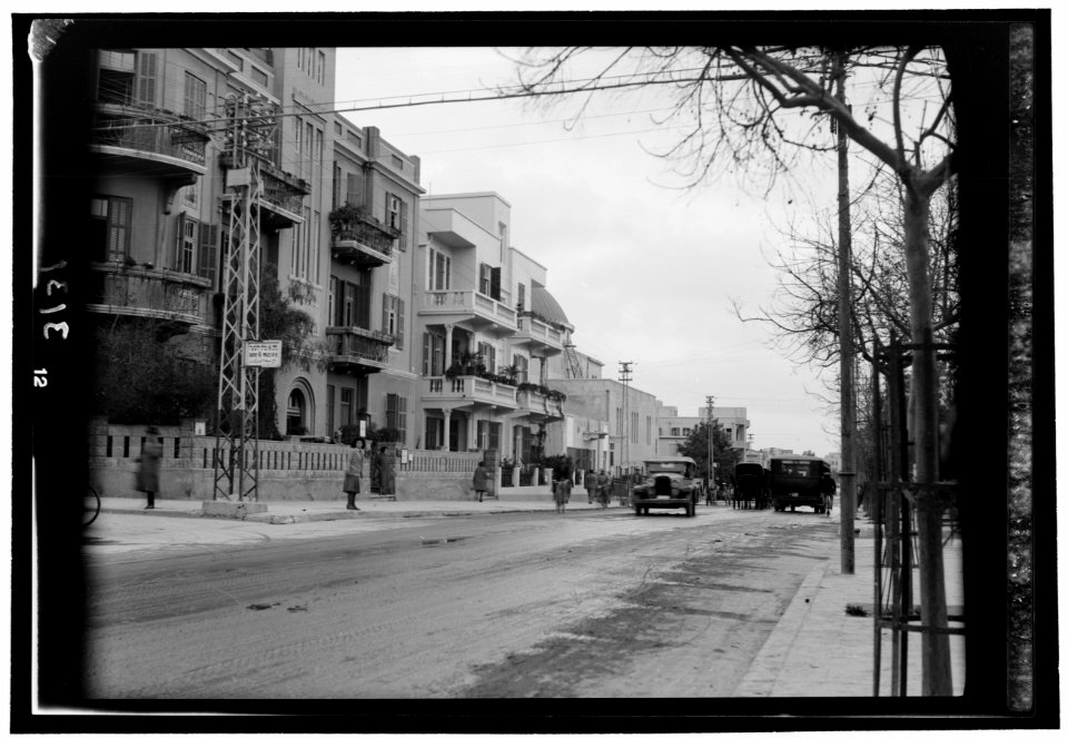 Tel Aviv. Allenby Street. Apartment bld'g. (i.e., building) and synagogue LOC matpc.15183