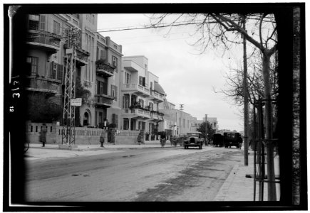 Tel Aviv. Allenby Street. Apartment bld'g. (i.e., building) and synagogue LOC matpc.15183