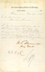 Telegram from General William T. Sherman to President Abraham Lincoln, 12-22-1864 (6023480196)