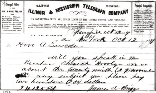Telegram Inviting Lincoln to Plymouth