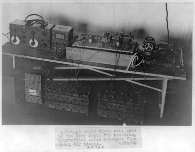 Teletype radio plane set, used by Navy Dept., to receive typewritten radio messages from Naval airplanes LCCN2002697173