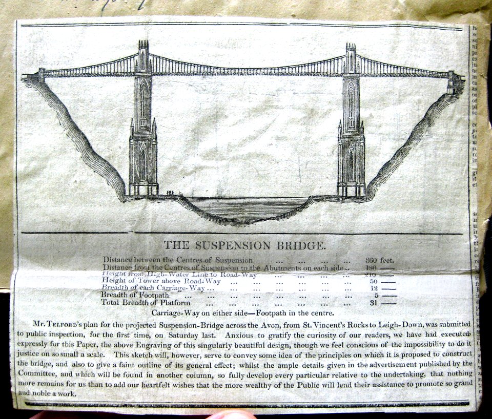 Telford Clifton Suspension Bridge plan full