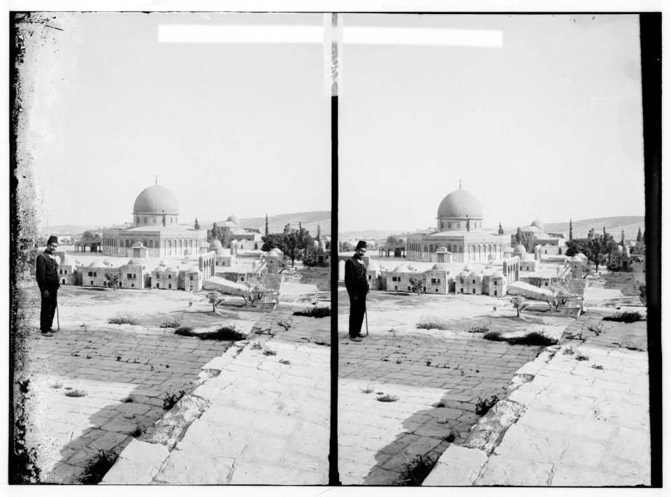 Temple area, Mosque of Omar (i.e., Dome of the Rock), etc. Temple area from the Tower of Antonia. LOC matpc.00888