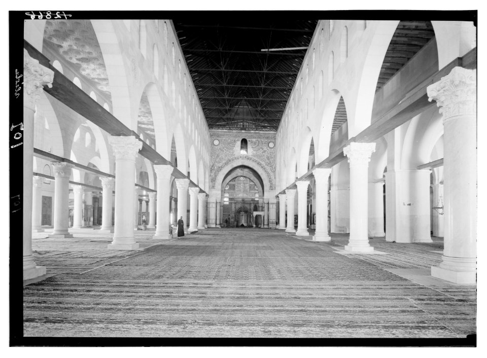 Temple Area, Mosque of Omar (i.e., Dome of the Rock), etc. Mosque el-Aksa (i.e., al-Aqsa), interior LOC matpc.14427