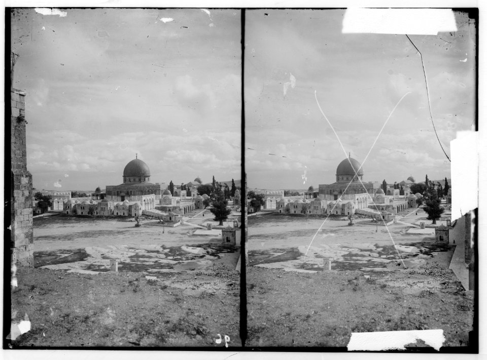 Temple area, Mosque of Omar (i.e., Dome of the Rock), etc. Temple area from Tower of Antonia. LOC matpc.00887