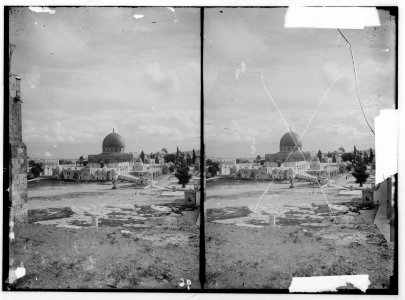 Temple area, Mosque of Omar (i.e., Dome of the Rock), etc. Temple area from Tower of Antonia. LOC matpc.00887