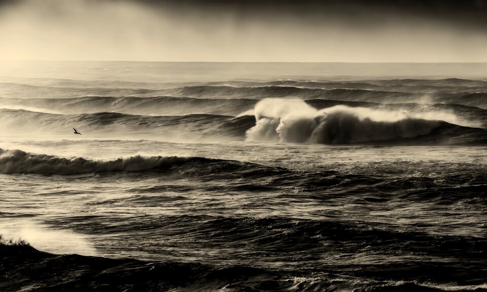 Sunset sunrise rough seas