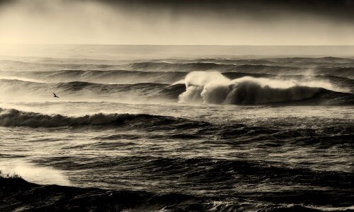 Sunset sunrise rough seas