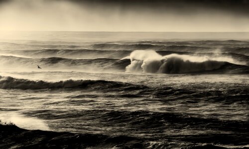 Sunset sunrise rough seas photo