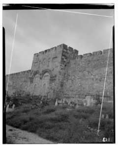 Temple Area, Mosque of Omar (i.e., Dome of the Rock), etc. The Golden Gate from the east LOC matpc.12308