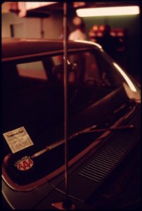 Temporary Sticker Affixed to the Windshield of a Car That Failed an Exhaust Analyzer Test for Carbon Monoxide and Hydrocarbon Emissions at an Auto Emission Inspection Station in Norwood, Ohio...09-1975 (4265780415)