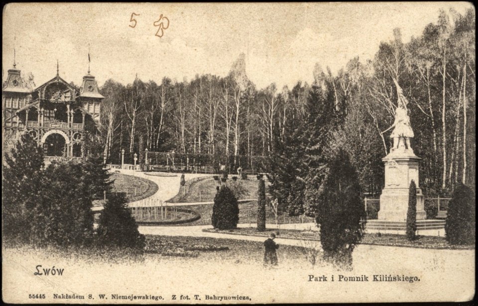Teodozy Bahrynowicz - Lwów, park i pomnik Kilińskiego (1906)