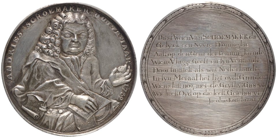 Ter ere van Andries Schoemaker (1660-1735), penningdeskundige, objectnr PA 737