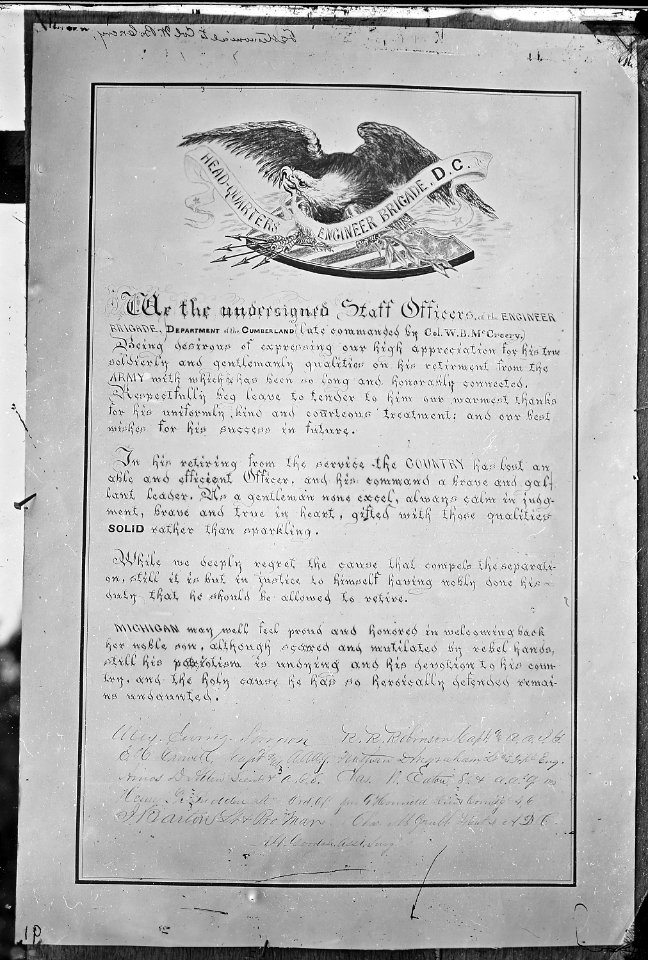 Testimonial to Col. W.B. Creary - NARA - 526196