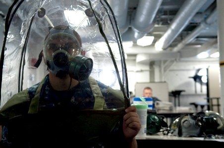 Testing a chemical, biological and radiological protective mask 121002-N-IY633-127