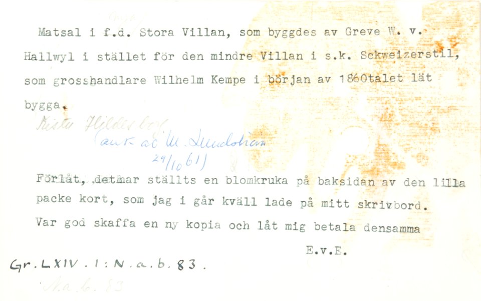 Text till foto. Matsal i f.d Stor Villan, som byggdes av Greve W. v - Hallwylska museet - 108005