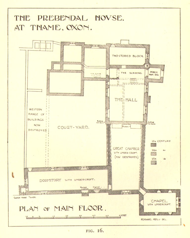Thame Prebendal House Plan Archaeological Journal Volume 67 Page 368(605)