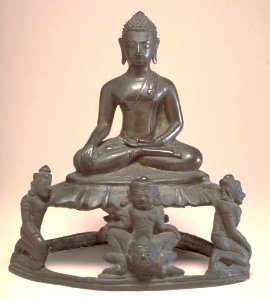 Thai - Seated Buddha in Maravijaya, on Base Featuring Mara's Warriors - Walters 542744