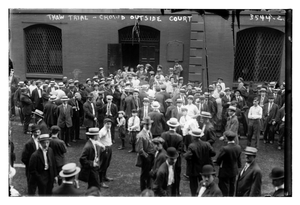 Thaw Trial - crowd outside court LCCN2014699444