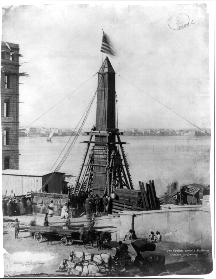 The Obelisk cased & machinery attached for lowering LCCN2006686784