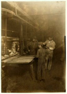 The 'Carrying-in Boy,' In an Indiana Glass Works, 1-00 A. M., Aug., 1908. LOC nclc.01156