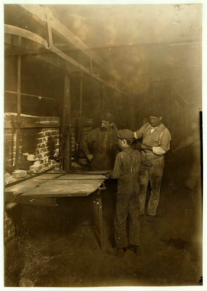 The 'Carrying-in Boy,' In an Indiana Glass Works, 1-00 A. M., Aug., 1908. LOC nclc.01156