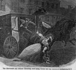 The abortionist and seducer thrusting their dying victim into the street at Lansingburg, N.Y. LCCN2002713393 (cropped)