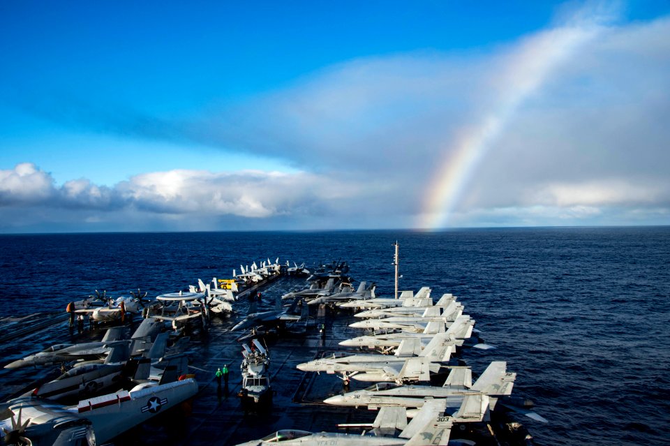 The aircraft carrier USS Dwight D. Eisenhower (CVN 69) transits the Atlantic Ocean. (31913708505)