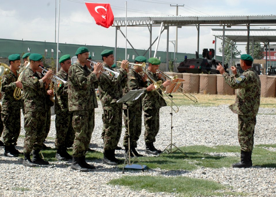 The Afghan National Army band plays the National Anthem of Afghanistan and Turkey (4699890688)