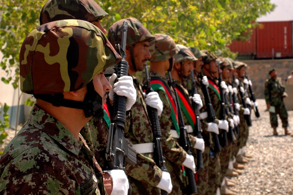 The Afghan National Army honor guard present honors (4763804944)