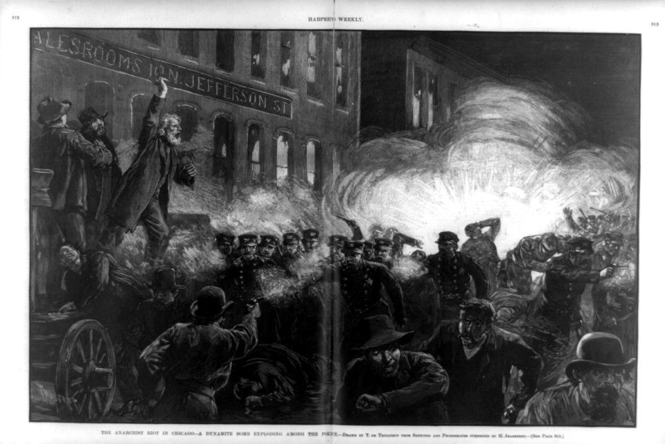 The Anarchist Riot in Chicago - A Dynamite Bomb exploding among the police (McCormick Strike, Haymarket Square) LCCN99614182