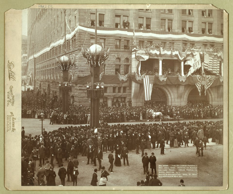 The Columbian Parade. Oct. 20th, 1892. Forming of parade on lake front. 100,000 people in sight. Section No. 1 LCCN99613855