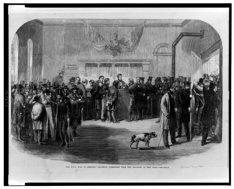 The Civil War in America- claiming exemption from the draught (i.e., draft) in New York LCCN00652753