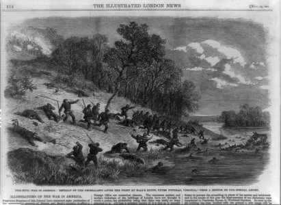 The Civil War in America-retreat of the Federalists after the fight at Ball's Bluff, upper Potomac, Virginia - from a sketch by our special artist. LCCN90708961