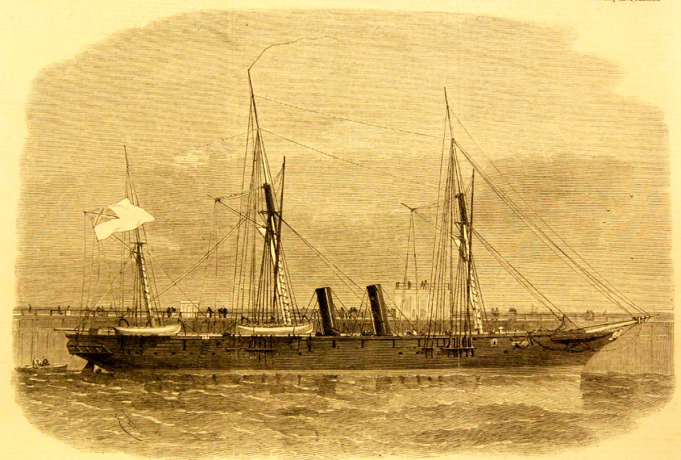 The Confederate Screw-Steamer Rappahannock lying at Calais Pier - ILN 1863