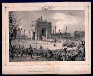 The convoy containing the remains of Napoleon Bonaparte making a triumphant entry in Paris in 1840