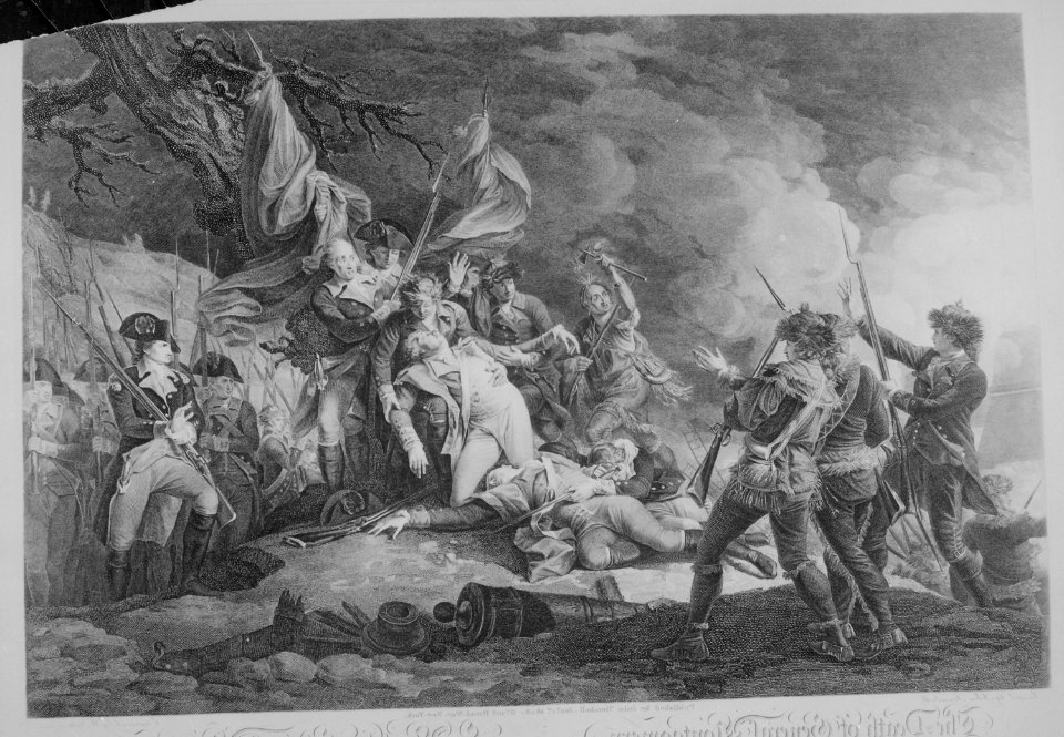 The Death of General Montgomery at Quebec. 1775. Copy of engraving by W. Ketterlinus after John Trumbull, NARA