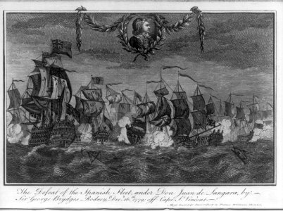 The defeat of the Spanish fleet under Don Juan de Langara, by Sir George Brydges Rodney, Decr. 16th 1779, off Cape St. Vincent - most humbly inscribed to Prince William Henry LCCN2004670175