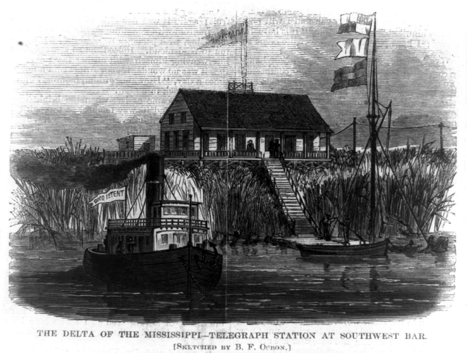 The delta of the Mississippi- Telegraph station at southwest bar LCCN96512241