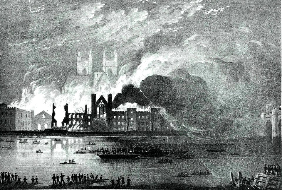 The Destruction of both Houses of Parliament, as seen from the Surry-side, on the Night of the 16th Octr 1834 (5)