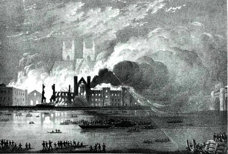 The Destruction of both Houses of Parliament, as seen from the Surry-side, on the Night of the 16th Octr 1834 (5)