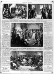 The Ebony Bridal. Some salient scenes of life in the Sunny South. (4 scenes) Preparing the Wedding Garment; Going to the Feast; The Wedding Ceremony in the Cabin; The Grand Ball LCCN2004673233