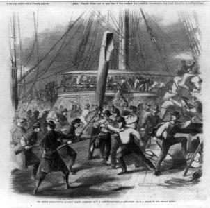 The Eighth Massachusetts Regiment taking possession of U.S. ship Constitution at Annapolis (Battle on deck of ship) LCCN99614068