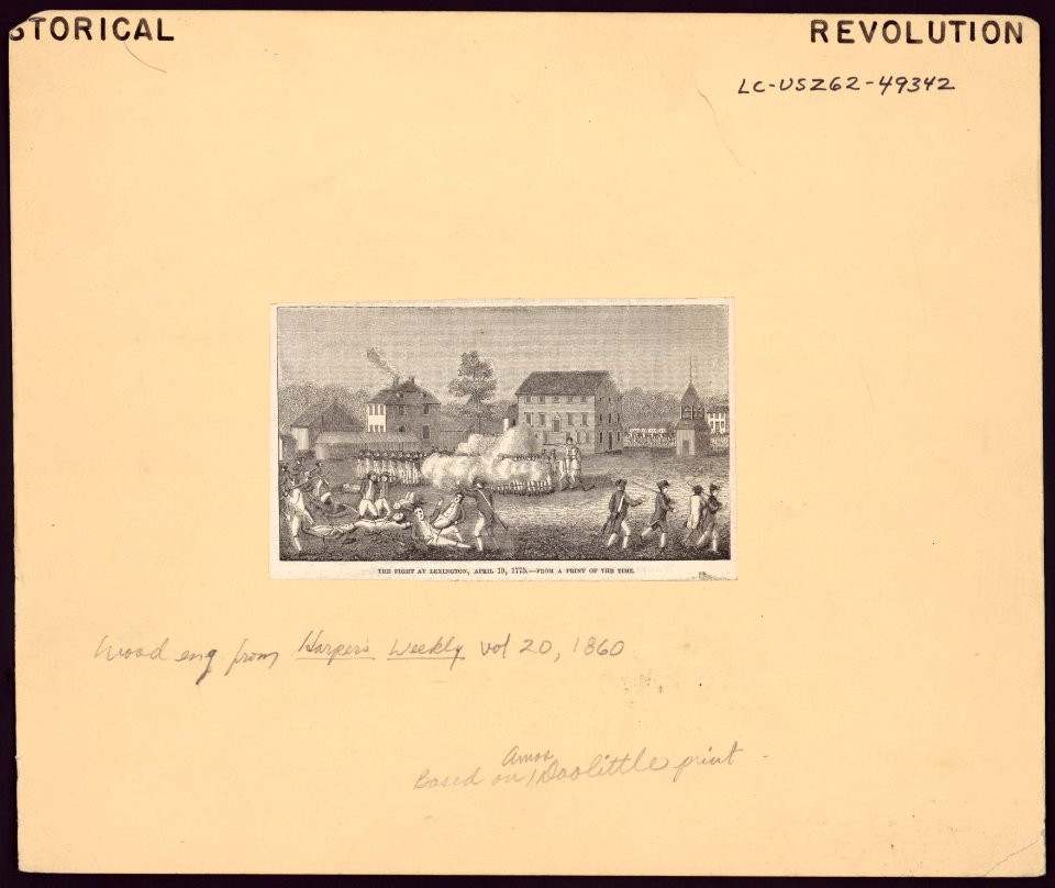 The fight at Lexington, April 19, 1775, from a print of the time LCCN2004669977