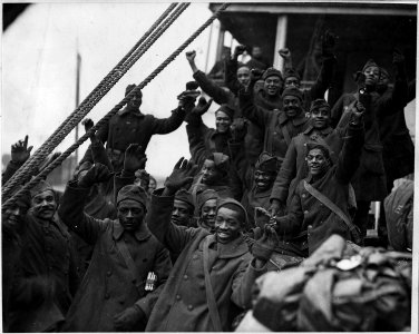 The Famous 369th Arrive in New York City. Members of the 369th (African American) Infantry, formerl . . . - NARA - 533496