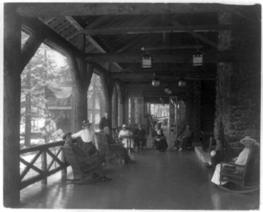 The fireplace on the porch, Feather River Inn, Calif. LCCN2012646780