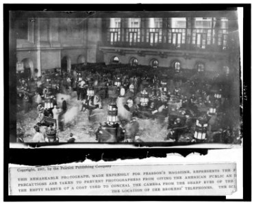 The floor of the New York Stock Exchange, secretly shot with a camera hidden in the photographer's sleeve LCCN2006685055