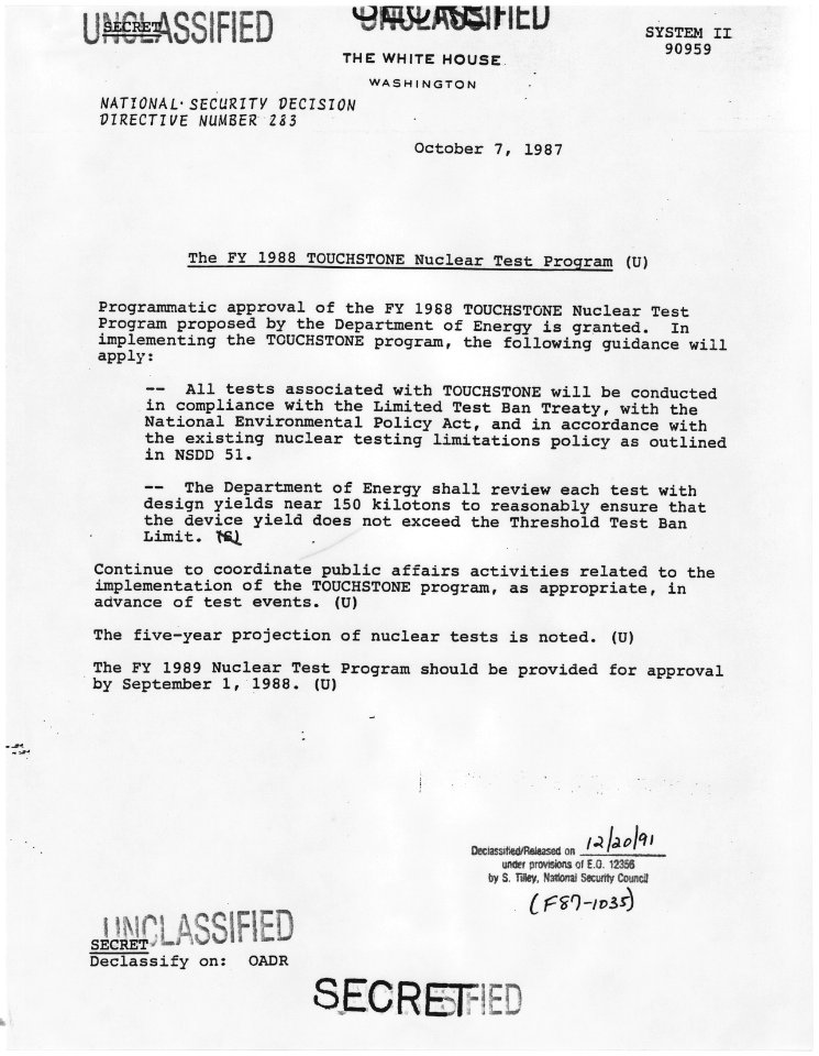 The FY 1988 TOUCHSTONE Nuclear Test Program - NARA - 198380