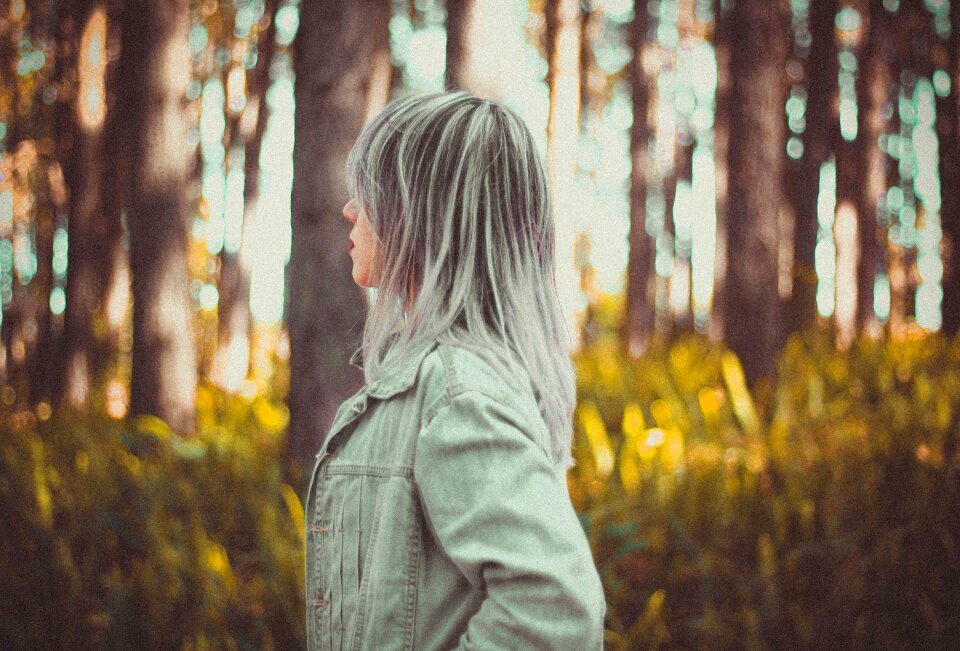 Blond hair jacket photo